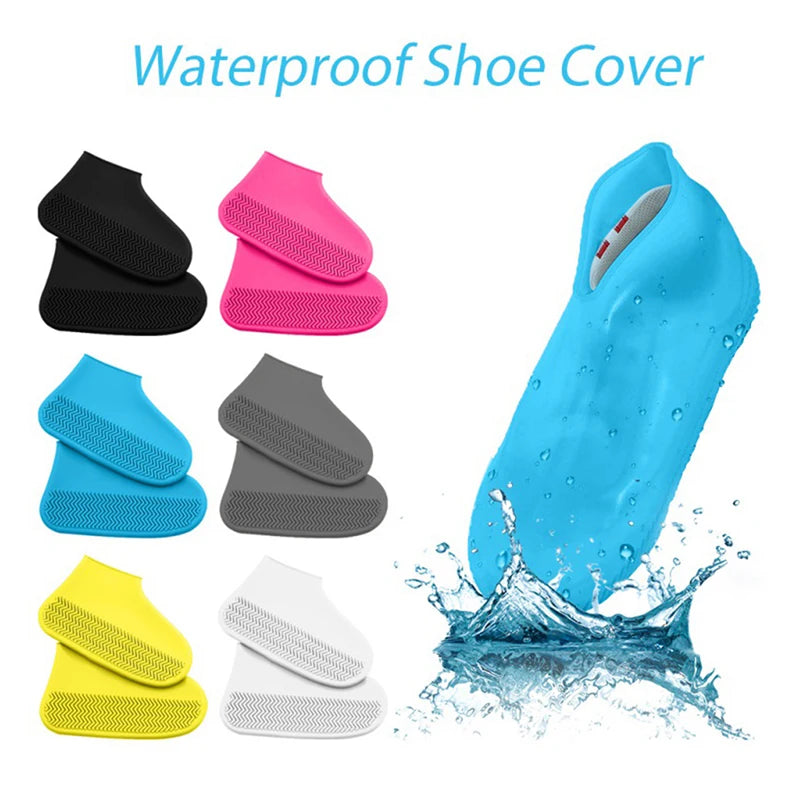 2pcs Waterproof Non-slip Silicone Shoe High Elastic Wear-resistant Unisex Rain Boots for Outdoor Rainy Day Reusable Shoe Cover