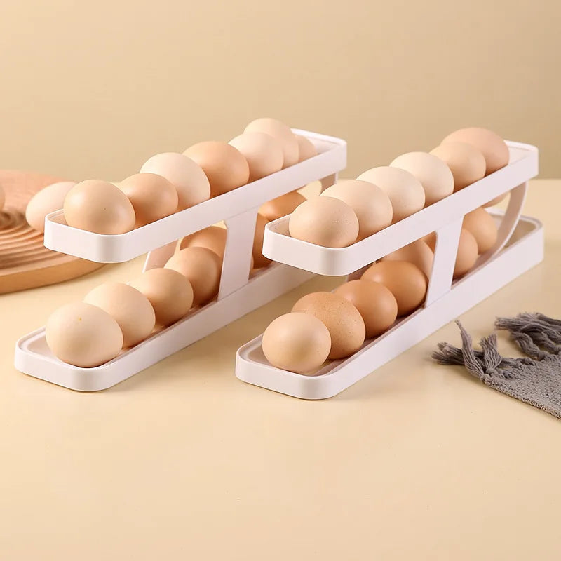1pc egg storage box, automatic rolling refrigerator egg rack storage, hand-held egg refrigerator side door storagerack