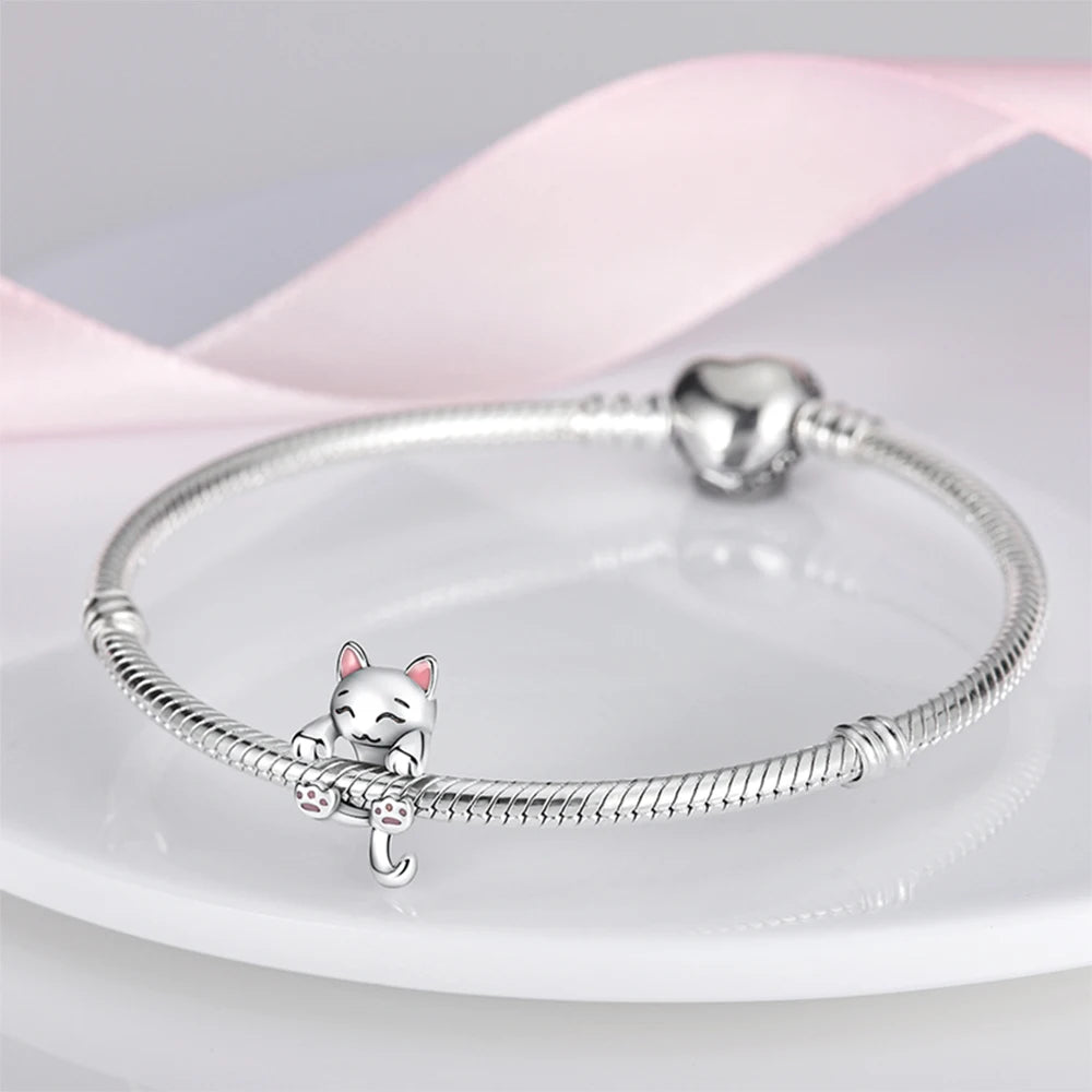 925 Silver Color Mushroom Owl Cat Bone Animal Charms Beads Fit Pandach 925 Original Bracelets Fine DIY Birthday Jewelry Gifts