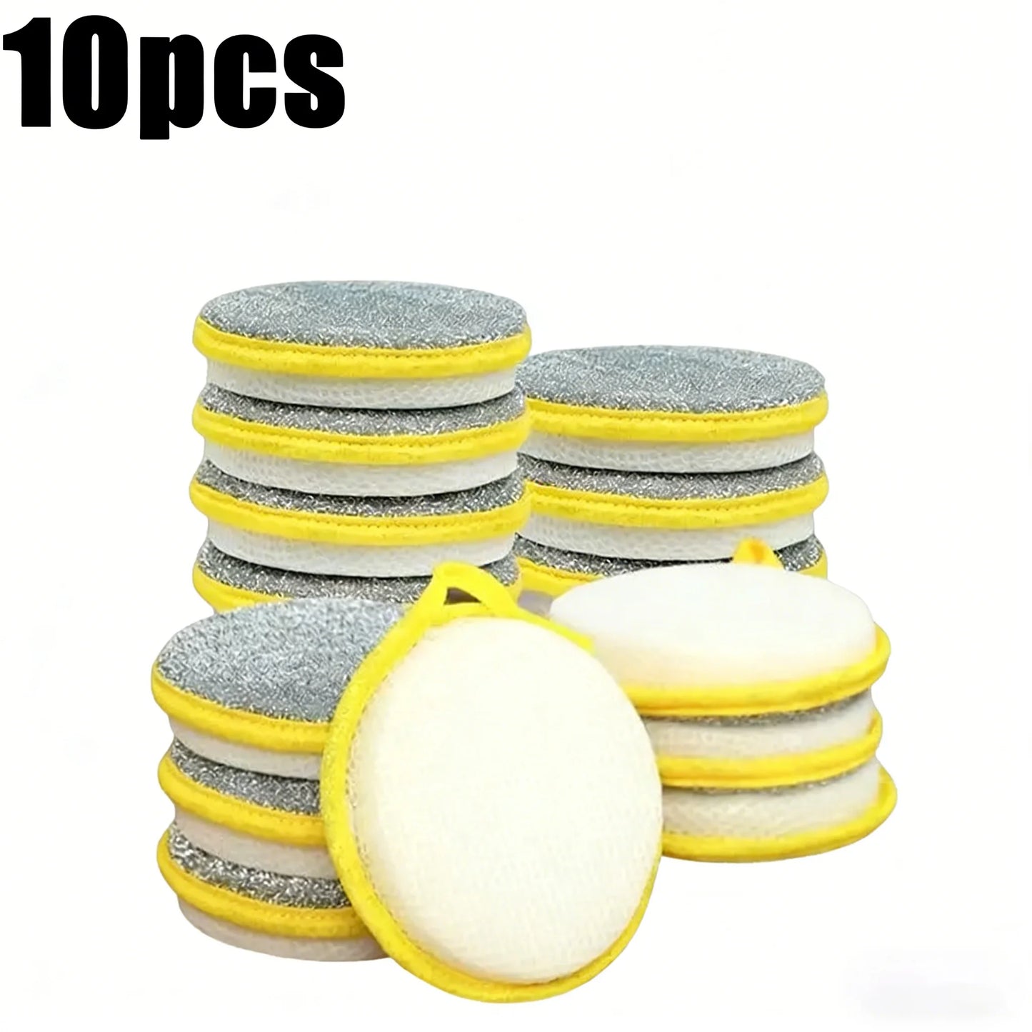 10Pcs Dual-Sided Kitchen Sponge Scrubber, Heavy Duty Dish Cleaning Sponge, Non-Scratch Scouring Pad for Pans Dishes Pot Cleaning