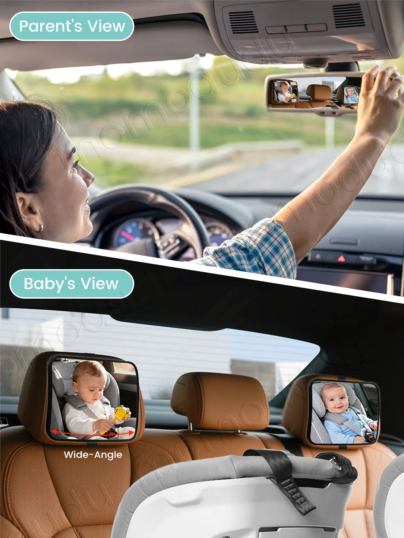 Car Mirrors for Baby Car Seat Shatterproof Mirrors Adjustable Rear-Facing Mirror for of Toddler Easy to Install on Cars Headrest