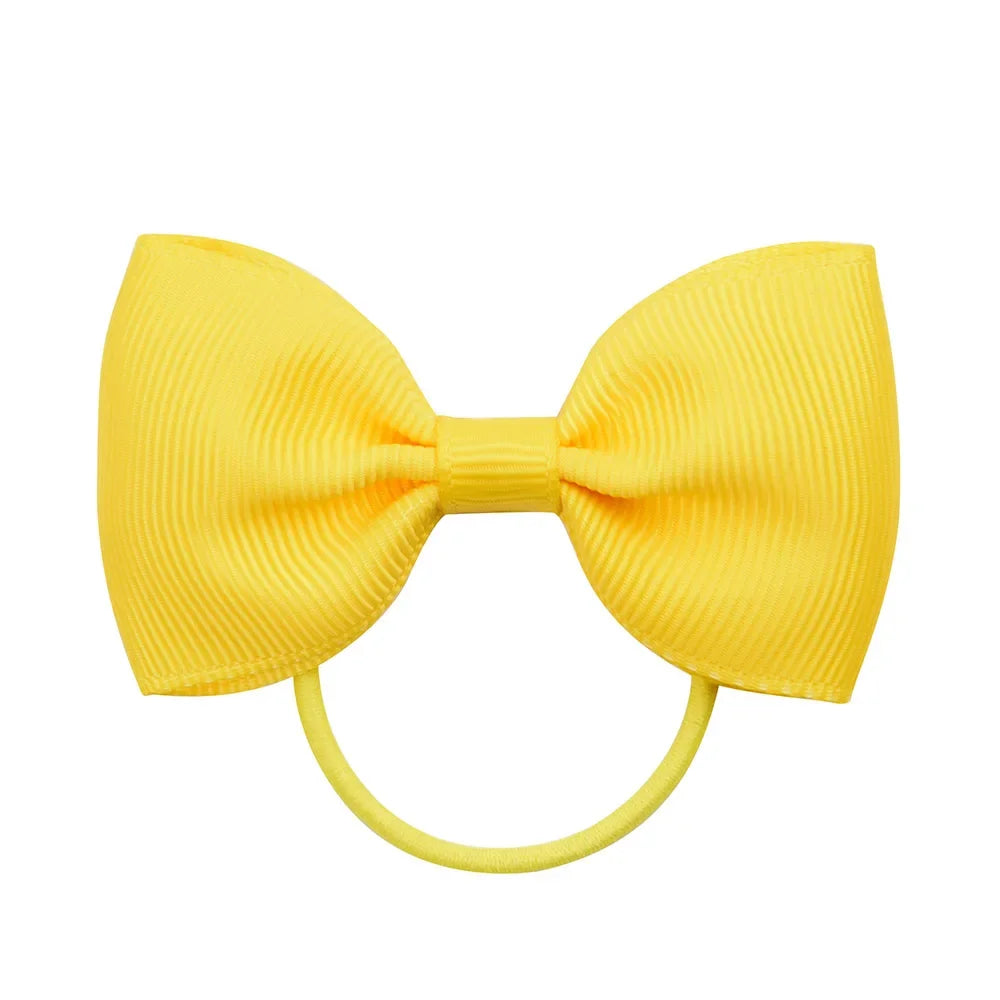 2.75 Inch Small Ribbon Bows With Elastic Hair Bands For Kids Girls Ponytail Solid Color Bowknot Hair Ropes Ties Hair Accessories