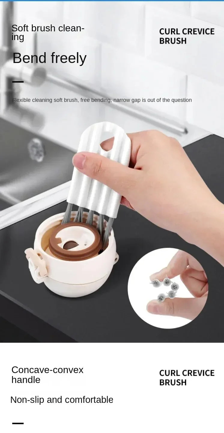 Multifunctional Flexible Gap Brush Cup Cover Groove Nipple Bottle Gap Brush Household Soft Bristles Cleaning Brush Kitchen Tool