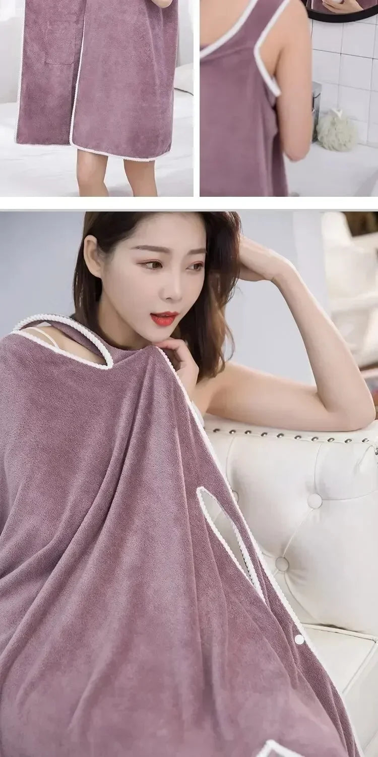 Womens Bath Towels Girls Wearable 90*130Cm Fast Drying Bathing Beach Spa Bathrobes Wash Clothing, Shower Bath And Gym Towel