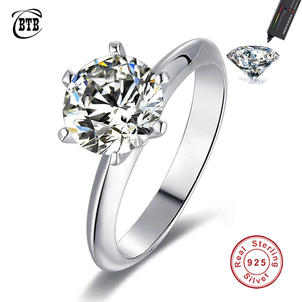 Hot New Luxury 925 Sterling Silver 1-3 Ct Real Moissanite Rings Wholesale