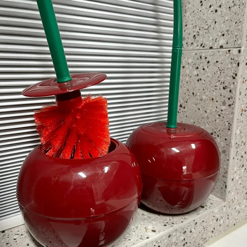 Red Toilet brush toilet holder bathroom accessories Creative Lovely Cherry Shape Lavatory Brush Toilet Brush Holder Set