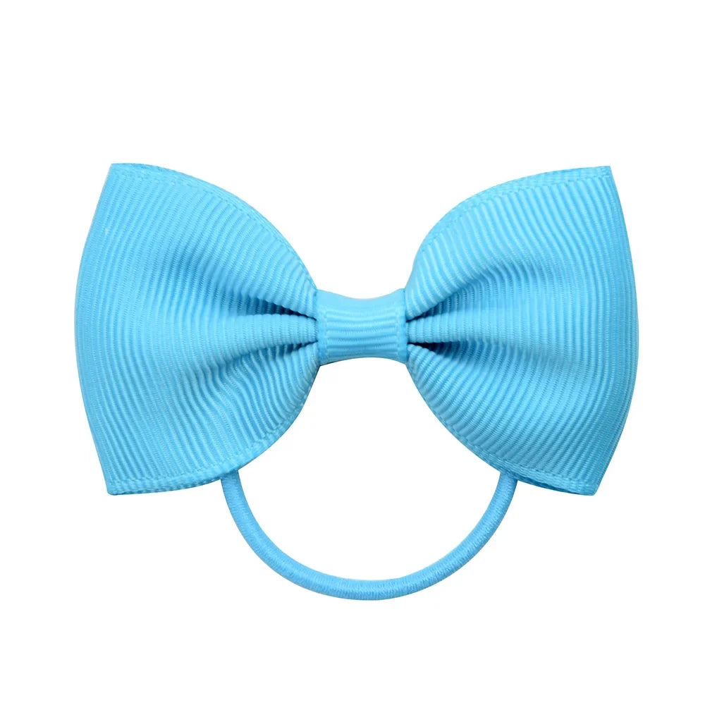 2.75 Inch Small Ribbon Bows With Elastic Hair Bands For Kids Girls Ponytail Solid Color Bowknot Hair Ropes Ties Hair Accessories