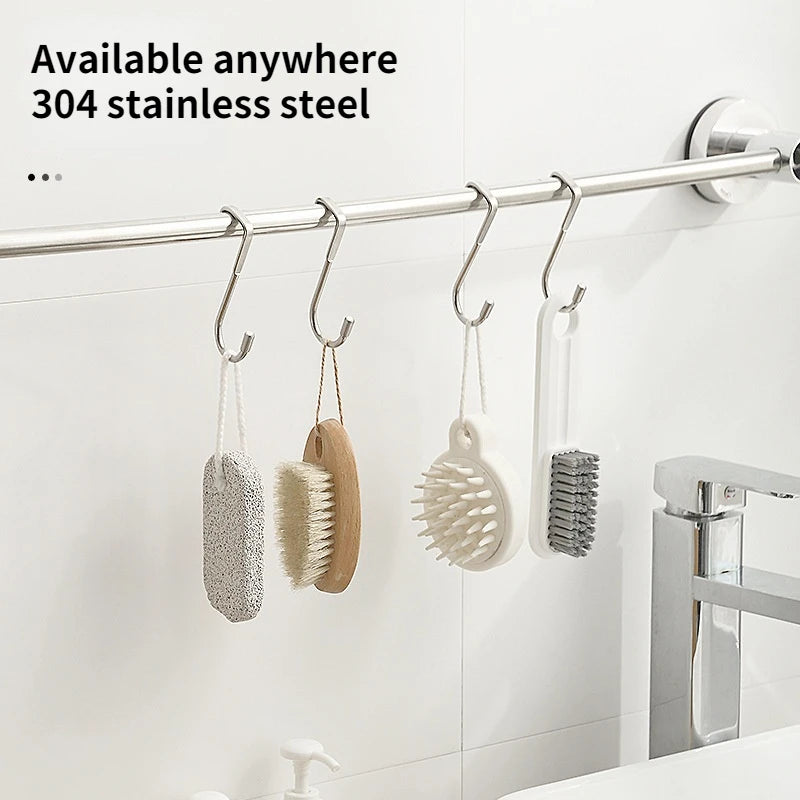 Door Hanger Hook Stainless Steel Double S-Shaped Storage Hook for Bathroom Kitchen Wall Door Organizer Wall Mounted Hooks