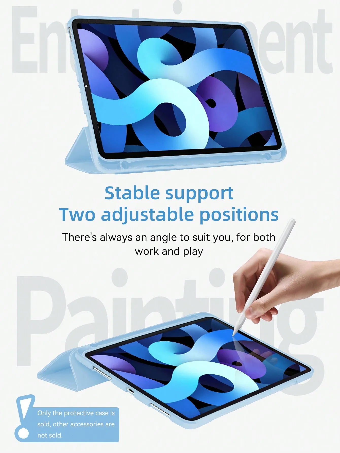 Protective Case With Pencil Slot, Compatible With IPad A16 2025, Air 11"/13", M2/M3, Pro 11"/13", M4 2024, Air 5/4 10.9", Air 3 10.5", 9th/8th/7th Gen 10.2", 5th/6th Gen 9.7", Mini 6