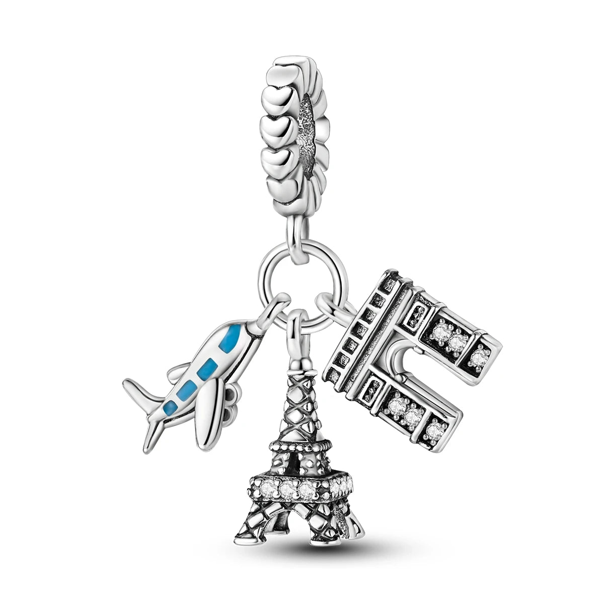 Travel Charm 925 Silver Plane Paris Tower Pendant Fit Bracelet Beads Making Woman Fashion Jewelry