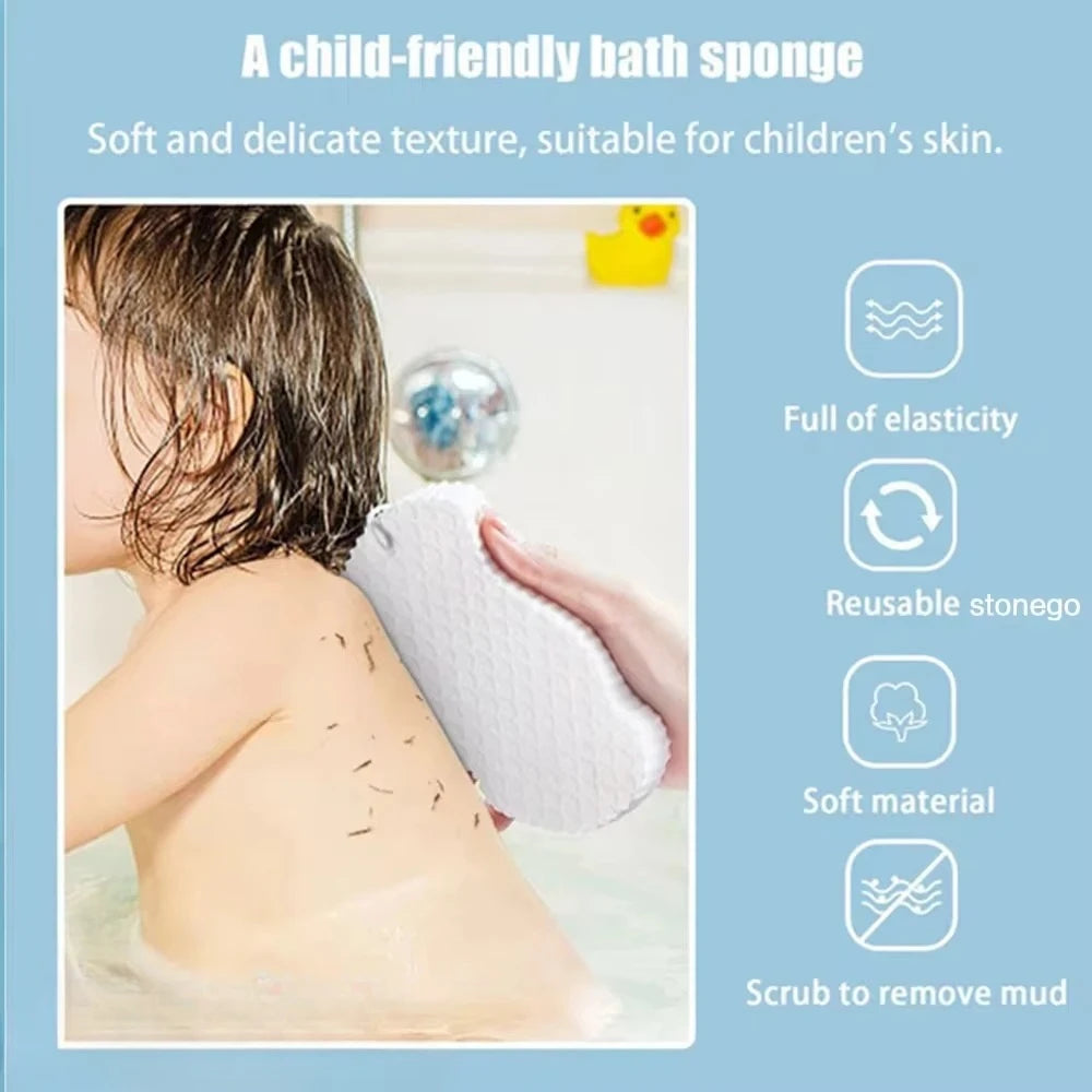 Kids Magic Bath Sponge 3D Exfoliating Brush for Gentle Dead Skin Removal - Baby Body Scrubber & Massage Cleaning Tool