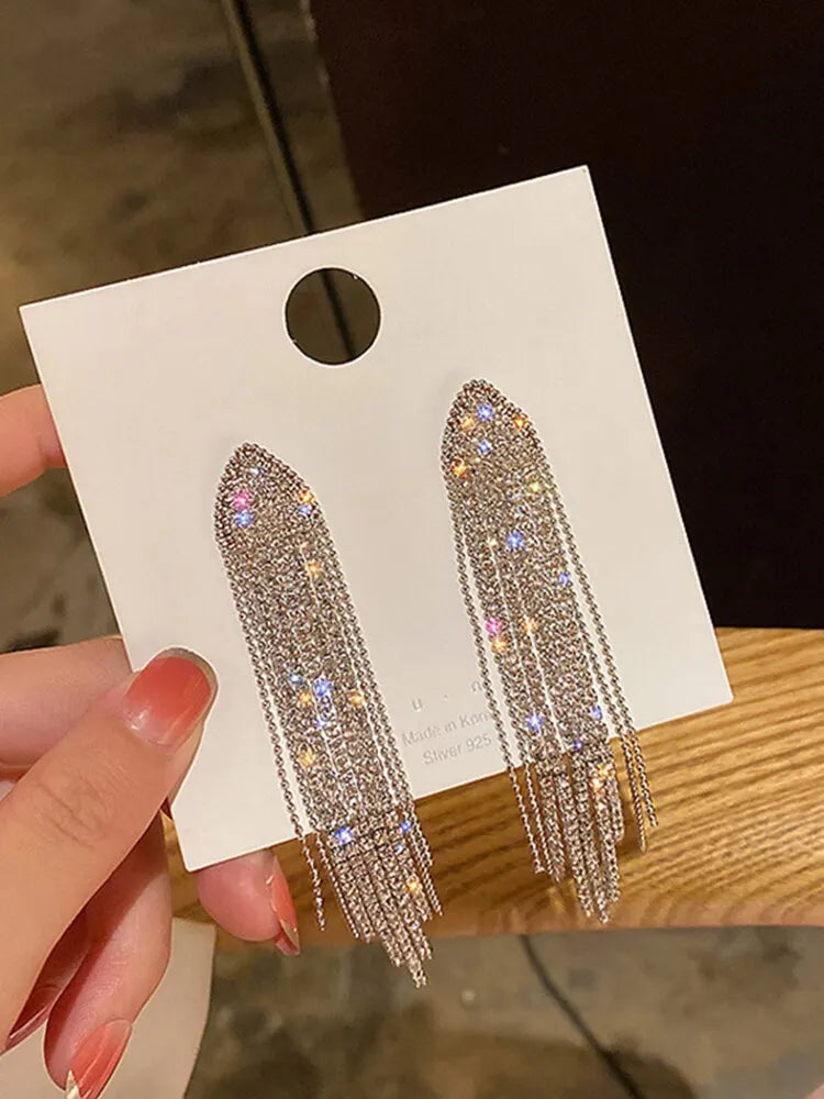 Butterfly Earrings For Women Sparkly Rhinestone Long Tassel Earrings Heart Drop Earrings Wedding Party Jewelry Valentine Gifts C