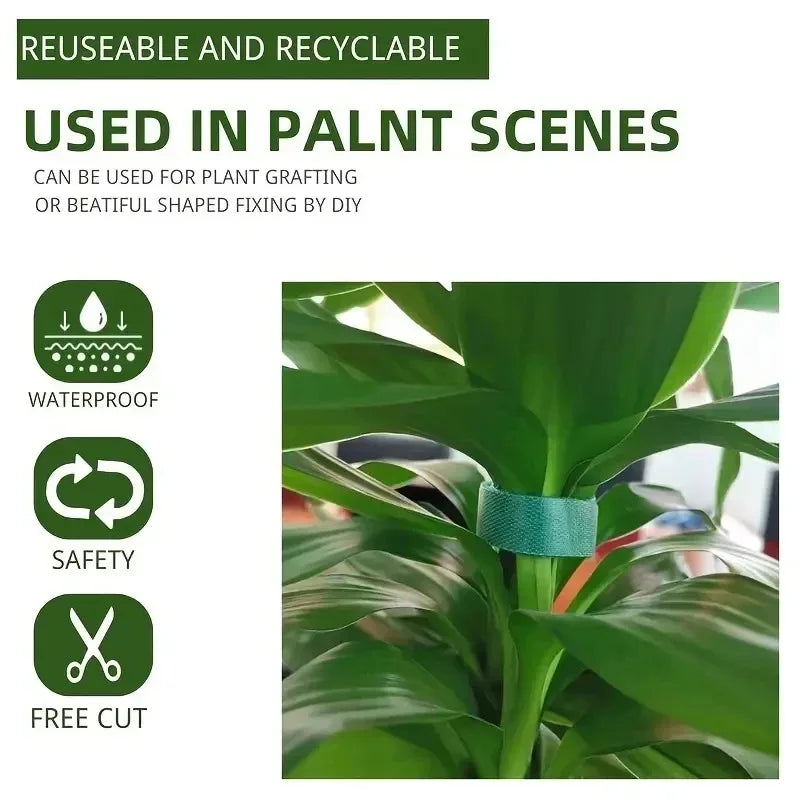 1/2Pcs Reusable Nylon Plant Hook Loop Ties Green Fastener Tape for Bamboo Cane Wrap Support Home Garden Accessories