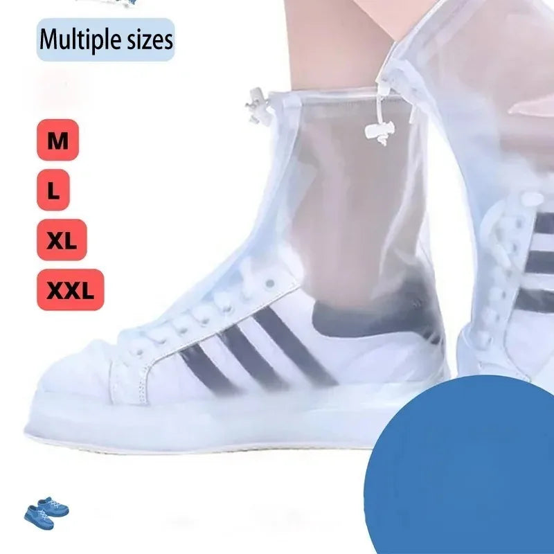 Unisex Waterproof Shoe Covers Non-Slip PVC Silicone Sole Reusable White for Rain And Snow Multiple Sizes