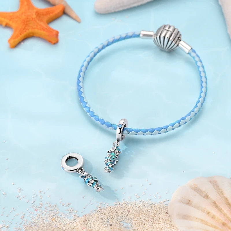 Fit Original 925 Sterling Silver Charms Beads Blue Luminous Whale Shark Seahorse Dolphin Charms For Women Fine DIY Jewelry Gifts