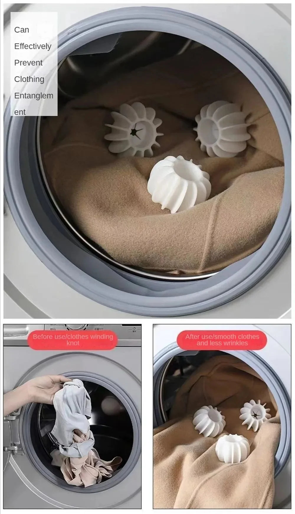 5/10Pcs Magic Laundry Balls Clothes Stain Removal Silicone Reusable Washing Ball for Knot Prevention Hair Catcher Cleaning Tool