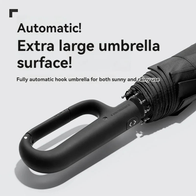 Automatic Umbrella for Men Women Fully Automatic Folding Large Rib Strong Sunshade Double Umbrella with Ring Buckle Design