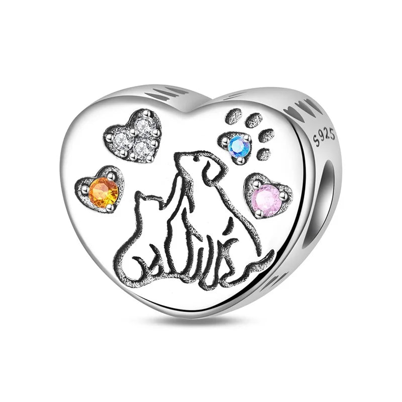925 Silver Color Mushroom Owl Cat Bone Animal Charms Beads Fit Pandach 925 Original Bracelets Fine DIY Birthday Jewelry Gifts