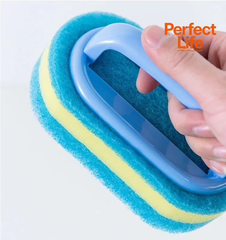 Pot Washing Kitchen Cleaning Brush with Handle - Pot Washing High-Density Thick Scouring Pad Ceramic Tile Wall Cleaning Brush