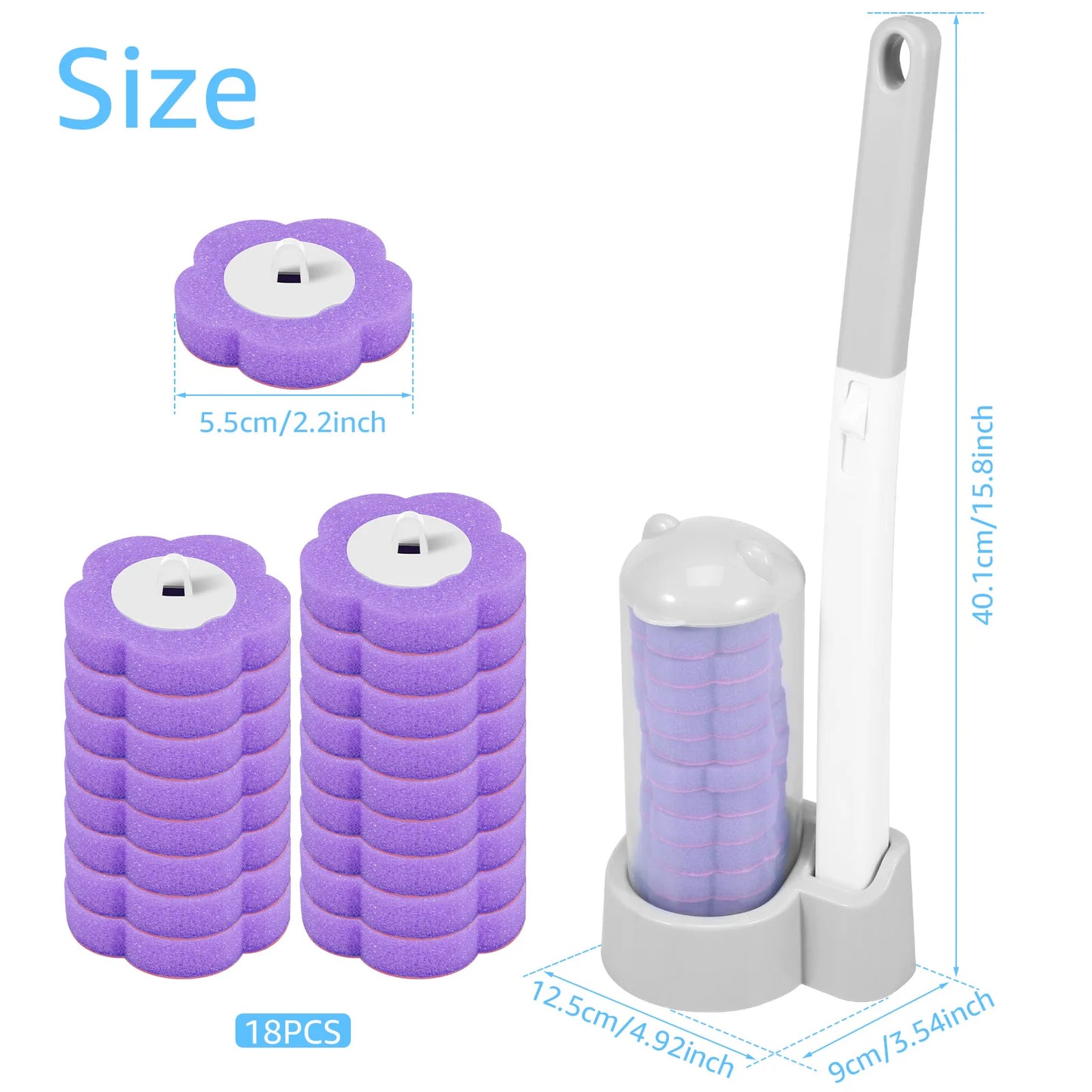 18/36Pcs Toilet Brush With Disposable Replacement Head Kits Upgrade Long Handle Bathroom Cleaning Brush For Home Wc Accessories
