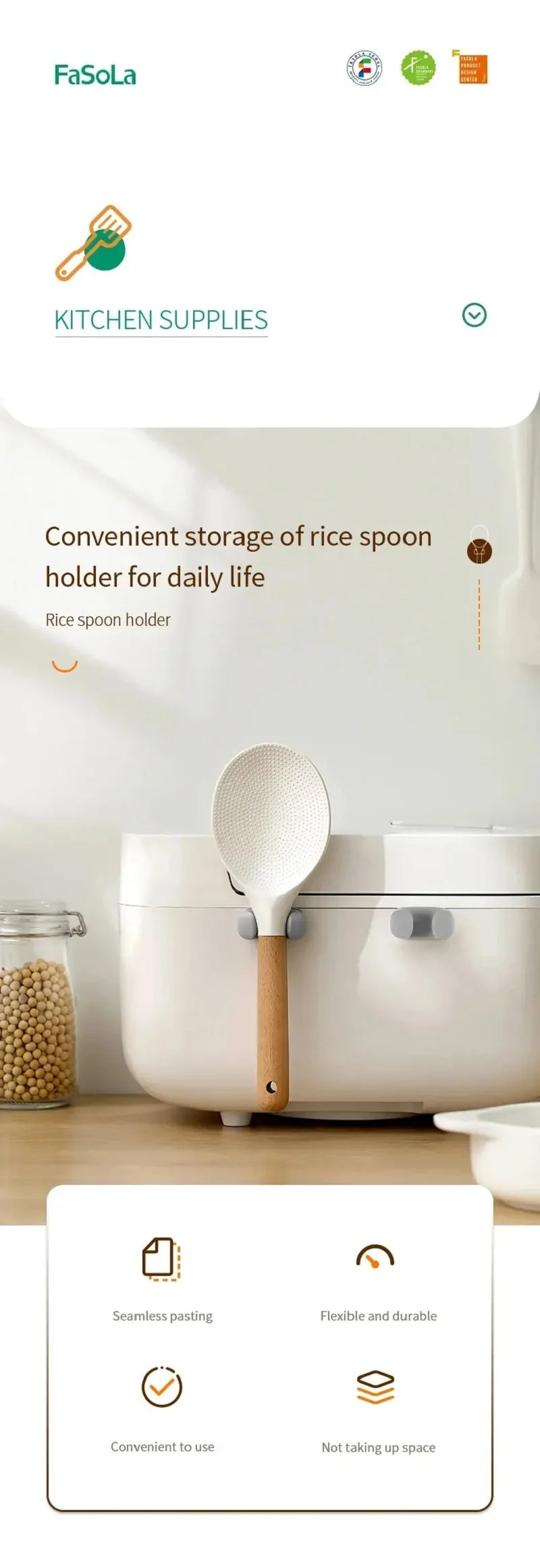 Silicone Rice Spoon Holder Heat Resistant Space Saving Storage Rack Electric Rice Cooker Kitchen Utensil Organizer Accessories