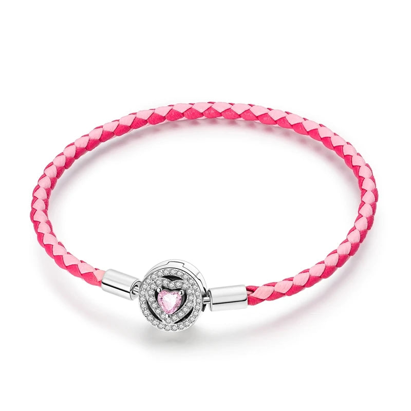 New 925 Sterling Silver Heart Shaped Zircon Snake Bone Bracelet For Women Fashion Birthday Jewelry Gift
