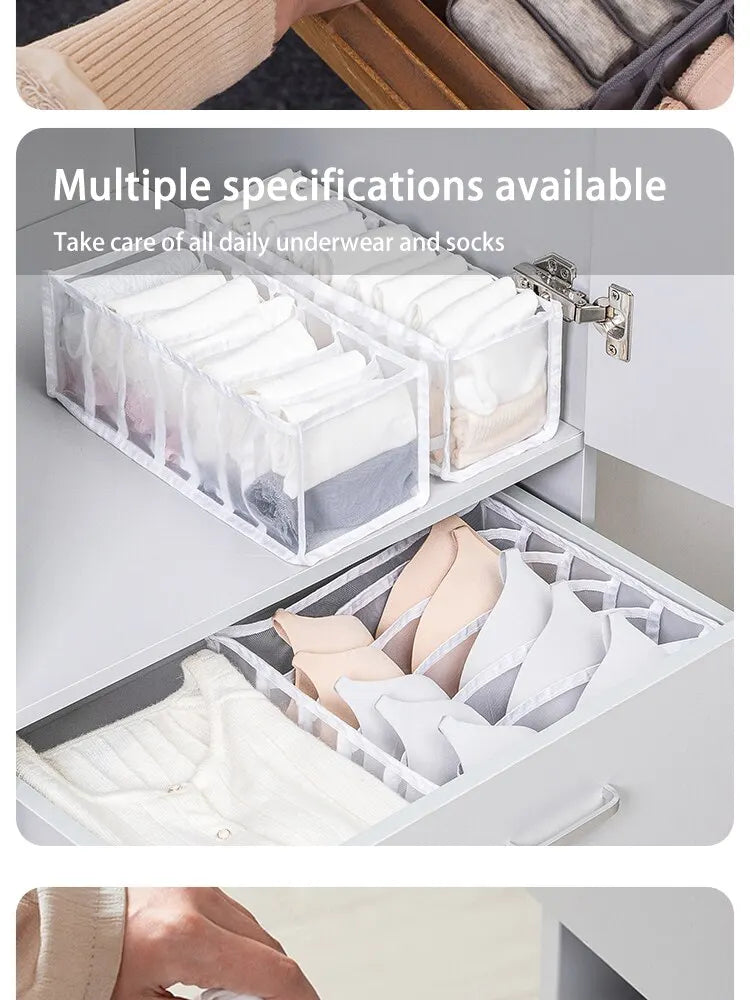 6/7/11 Foldable Underwear Underwear Socks Organizer With Dividers Clothes Storage Box Breathable Mesh Bag For Wardrobe