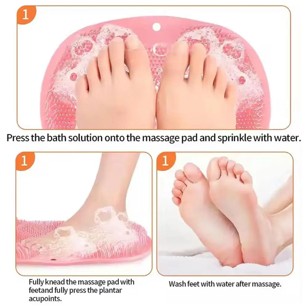 Shower Foot Scrubber Mat with Suction Cups, Non-Slip Exfoliating Foot Cleaner for Shower & Bath, Multi-Use Back Massager Pad
