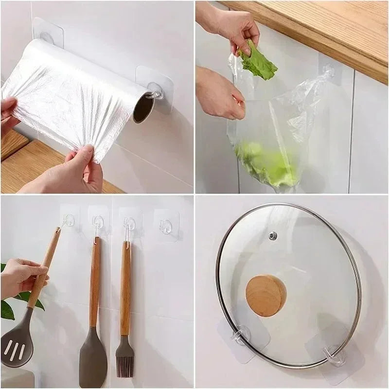 Adhesive Plastic Clear Utility Hooks Transparent Hook for The Drill-Free Wall Waterproof Key Wall Hooks.