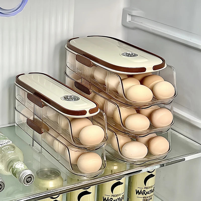 1pc egg storage box, automatic rolling refrigerator egg rack storage, hand-held egg refrigerator side door storagerack