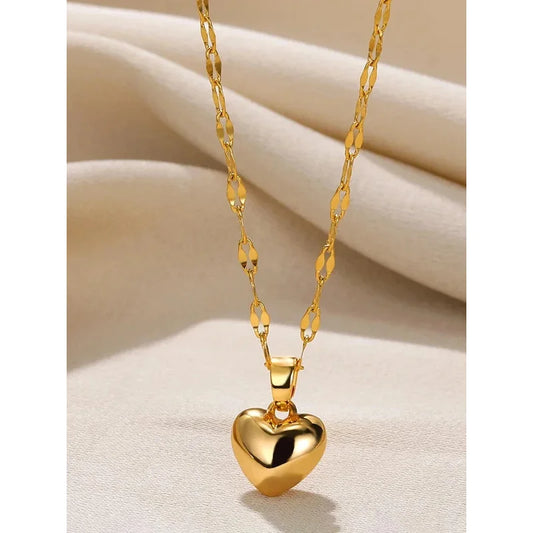 Stainless Steel Gold Beloved Charm Pendant Necklace - Trendy Clavicle Chain for Women & Girls, Holiday Gift