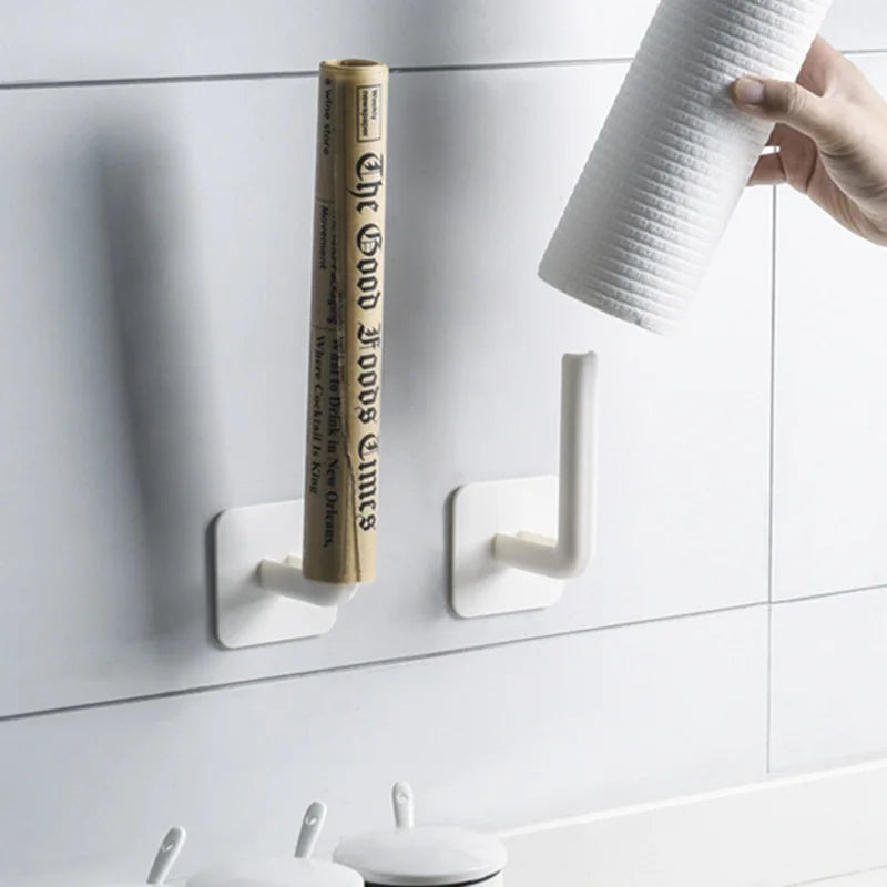 2-Pack L-Shaped No-Drill, Invisible Hooks | Multi-Purpose Strong Adhesive Hooks | Kitchen Dish Towel Hooks for the Lazy