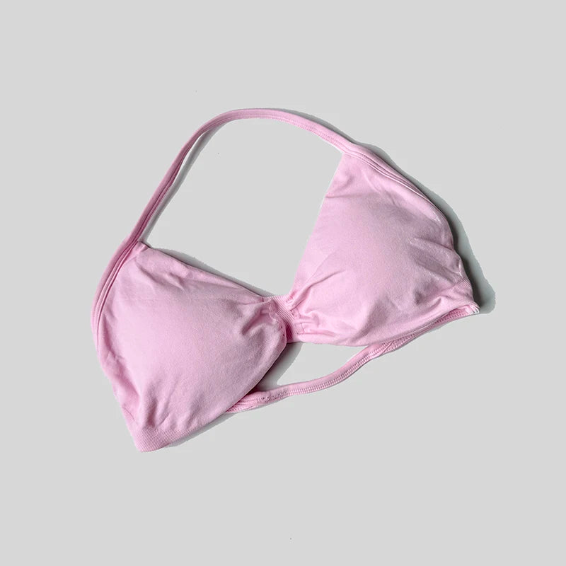 Seamless Gym Sport Bra Breathable Strappy Halter Bra Shockproof Crop Top Fitness Push Up Workout Top Women