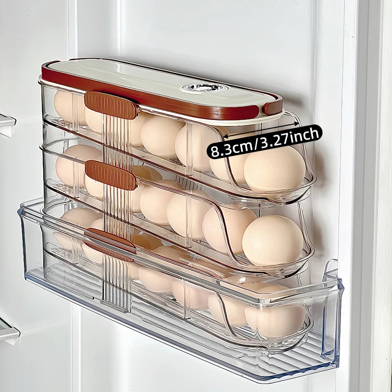 1pc egg storage box, automatic rolling refrigerator egg rack storage, hand-held egg refrigerator side door storagerack