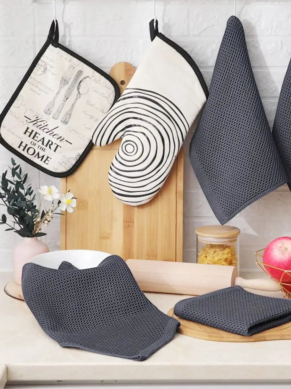 100% Cotton Waffle Weave Kitchen Dish Cloths, Ultra Soft Absorbent Quick Drying Dish Towels, 12x12 Inches, 6-Pack