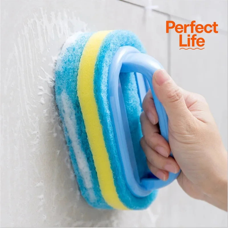 Pot Washing Kitchen Cleaning Brush with Handle - Pot Washing High-Density Thick Scouring Pad Ceramic Tile Wall Cleaning Brush