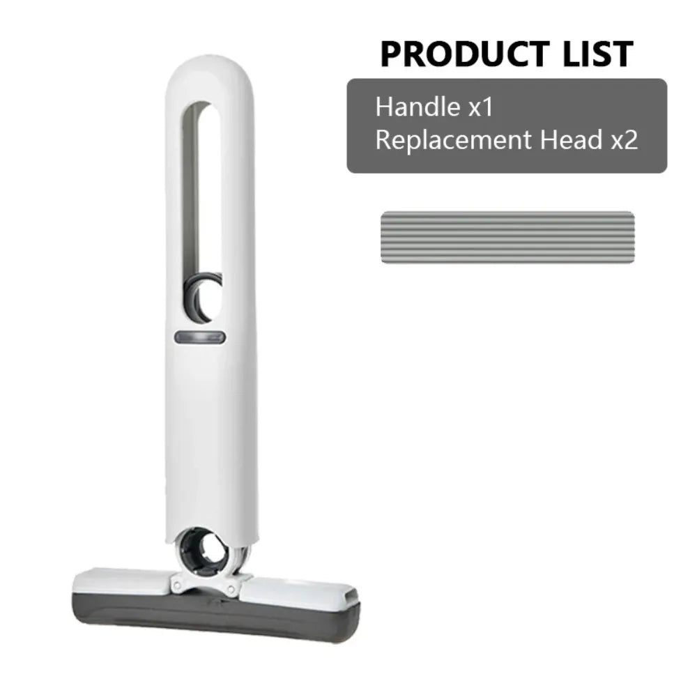 Mini squeezable mop with powerful folding design. Household cleaning tool. No hand washing required. Strong water absorption.