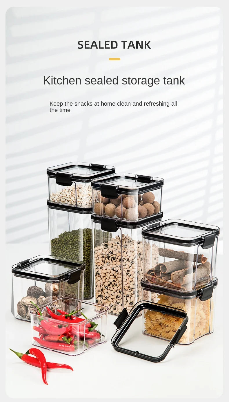 1-4PCS Sealed Jars Kitchen Organizer Grain Storage Boxes Large Capacity Sealed Container Seasoning Jars Set Fresh-keeping Tank