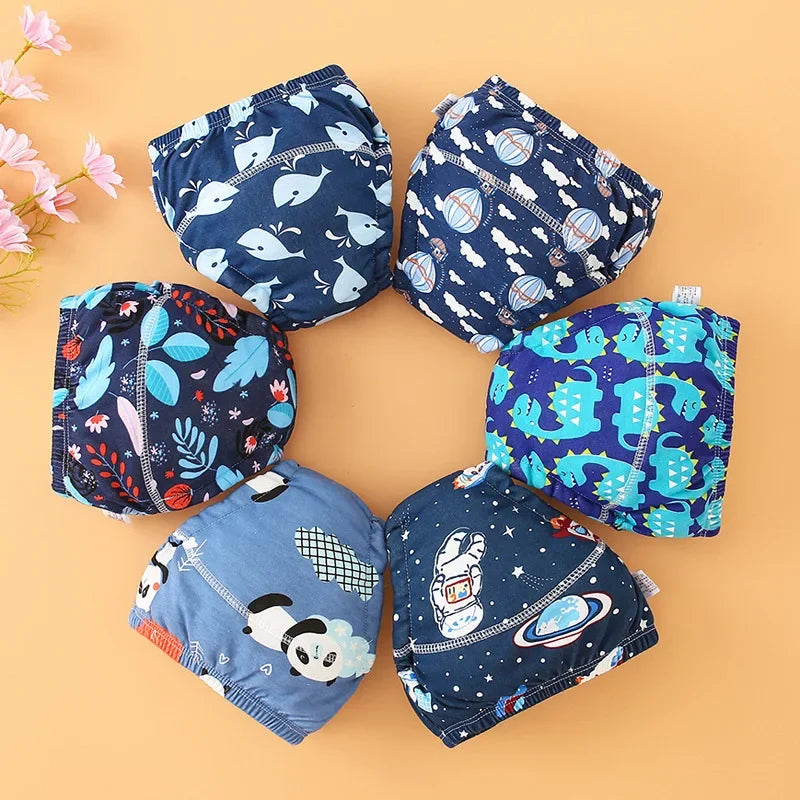Reusable Soft Cotton Baby Breathable Diapers Pee Shorts Toddler Potty Training Pants Underwears for Boys & Girls