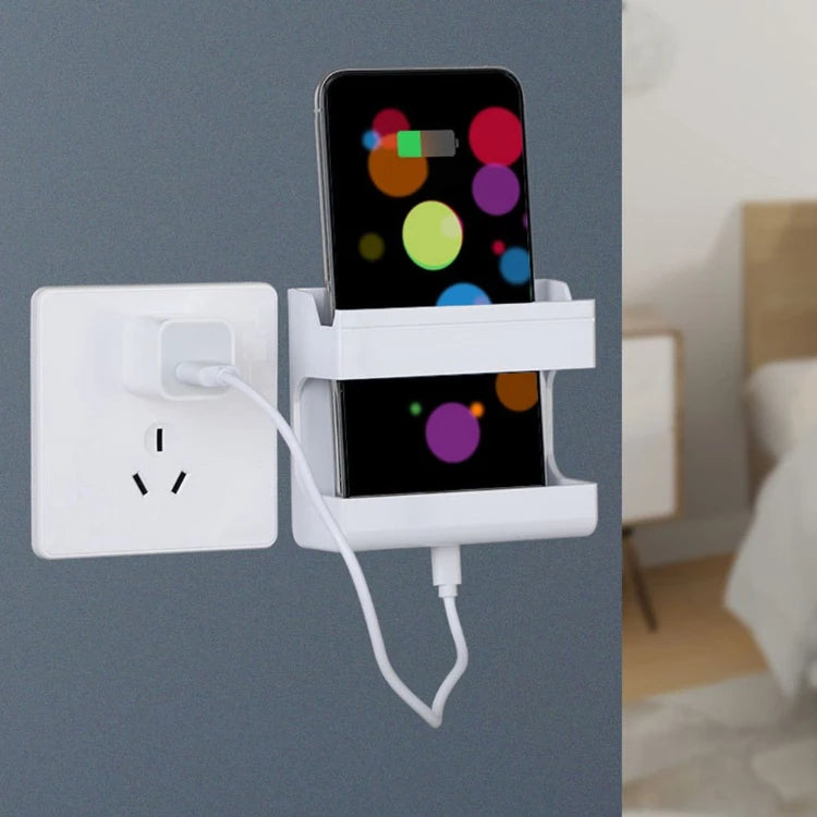 Remote Control Holder Punch-free Wall Mount Organizer for Mobile Phone Charging Living Room Storage Box