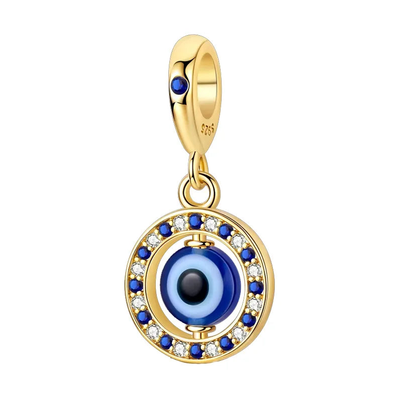 Original 925 Sterling Silver Gold Series DIY Charms Beads Inlaid Zirconium Sun Leopard Pendants Fit Bracelet DIY Jewelry Making