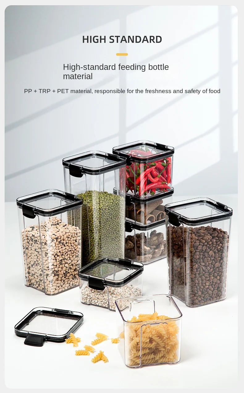 1-4PCS Sealed Jars Kitchen Organizer Grain Storage Boxes Large Capacity Sealed Container Seasoning Jars Set Fresh-keeping Tank