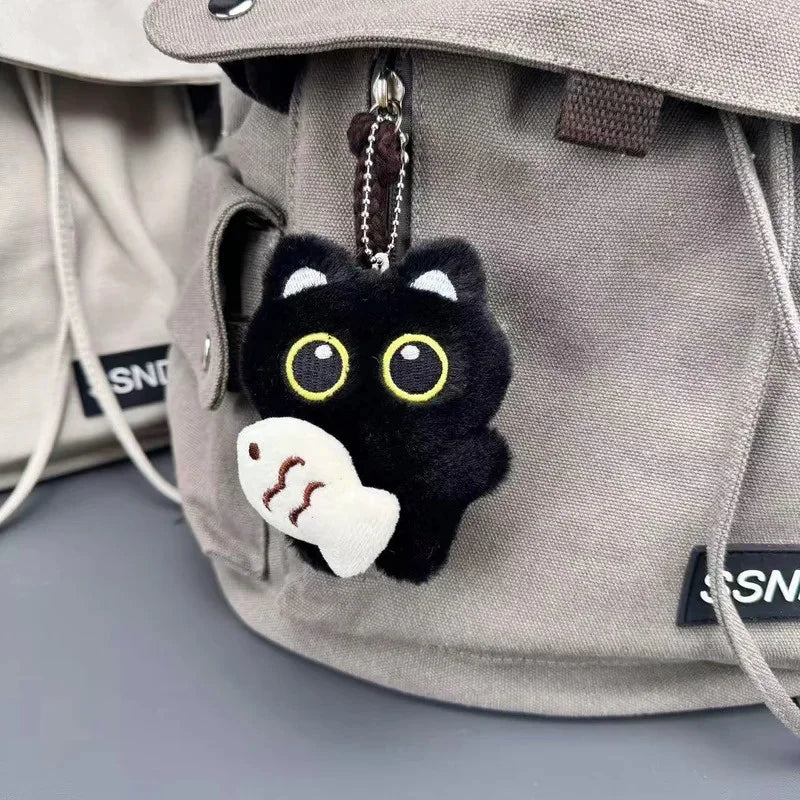 Dark Shadow Cat, For Lonely Bags, Soft Velvet Fur, Plush Key Chain Ring