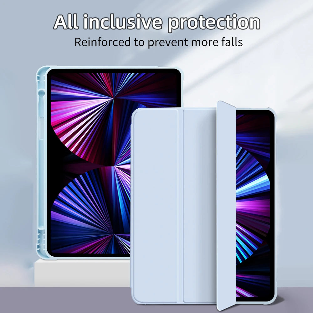 For iPad 10th Gen Case 3 fold Fall prevention Cover for Air 4 5 6 10.9in 11in 13in For Air 2 9.7 Pro 11 12.9 13 Mini 6 7 Case