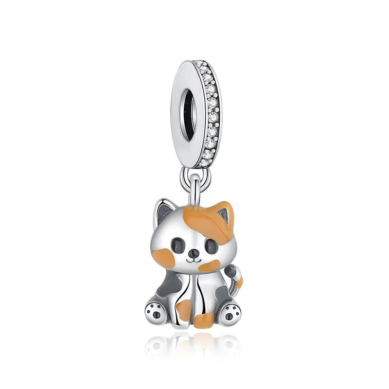 Original 925 Sterling Silver Charms Love Pets Dog Cat Paw Print Pendant Beads Fit Brand Bracelets Necklaces Women DIY Jewelry