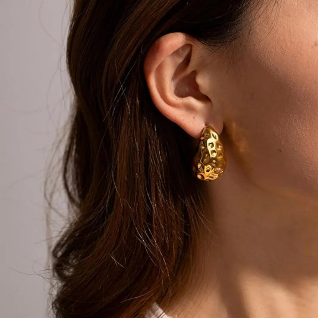 Gold Hoop Earrings Set for Women, 9 Pairs Hypoallergenic Statement Open Pearl Hoops Earring for Multipack, Gold Chunky Hoop Earrings for Women Trendy Jewelry