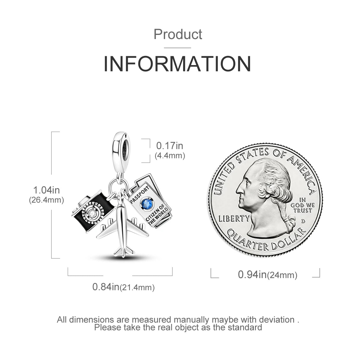 Travel Charm 925 Silver Plane Paris Tower Pendant Fit Bracelet Beads Making Woman Fashion Jewelry