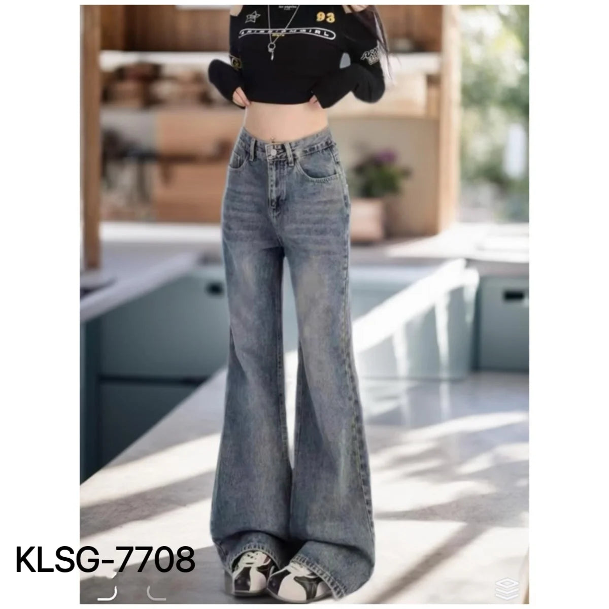 Women's High Waisted Flared Jeans American Retro Fashion Casual Denim Trousers Hot Girl Style Long Pants Versatile for daily use