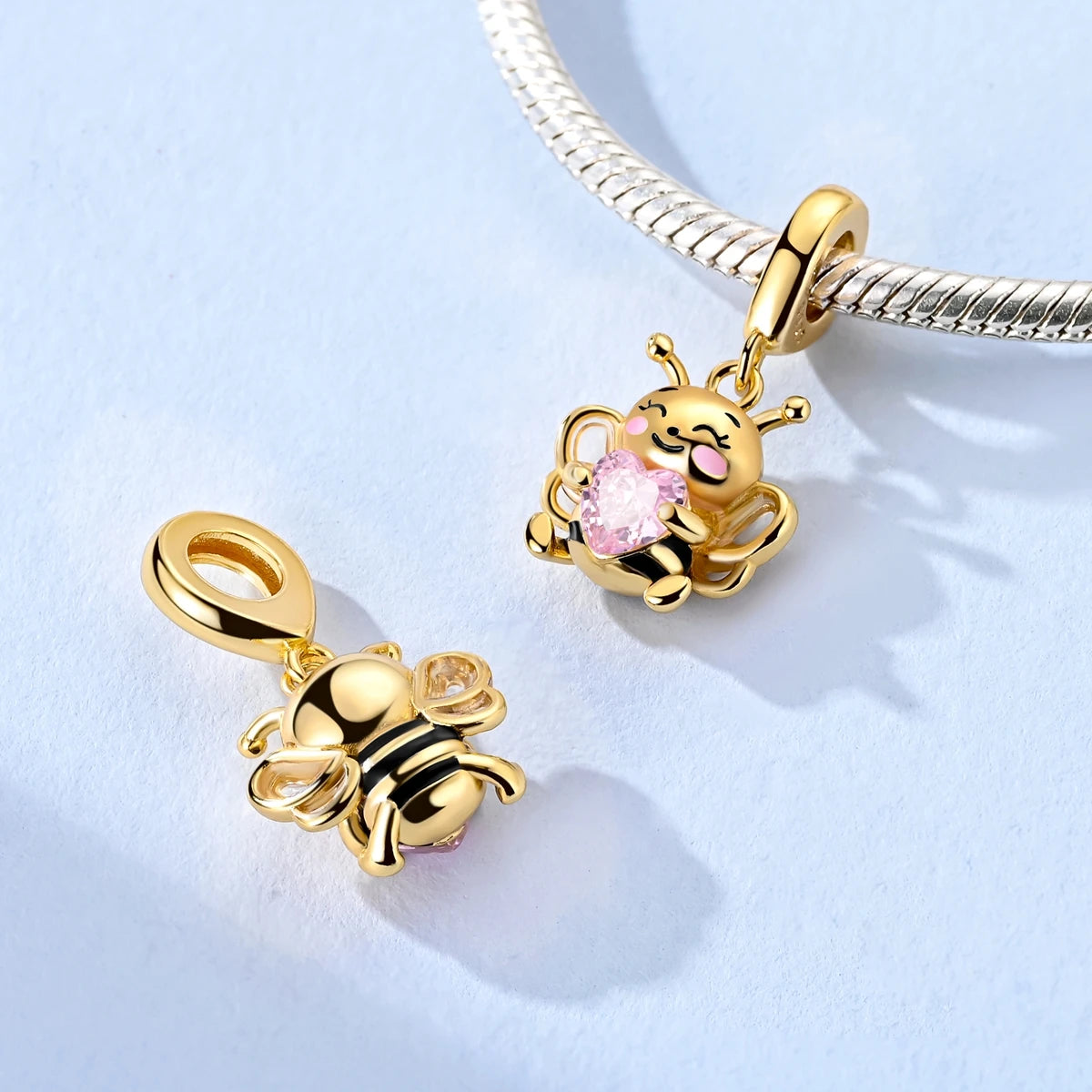 Original 925 Sterling Silver Gold Series DIY Charms Beads Inlaid Zirconium Sun Leopard Pendants Fit Bracelet DIY Jewelry Making