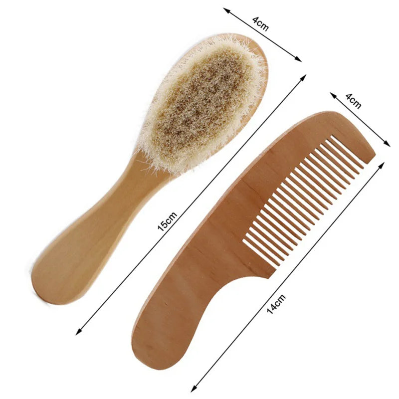 2pcs Wooden Baby Hair Brush Comb Soft Baby Bath Brush Clean Hair Body Gentlely Baby Protect Shower Baby Wash Care Tool